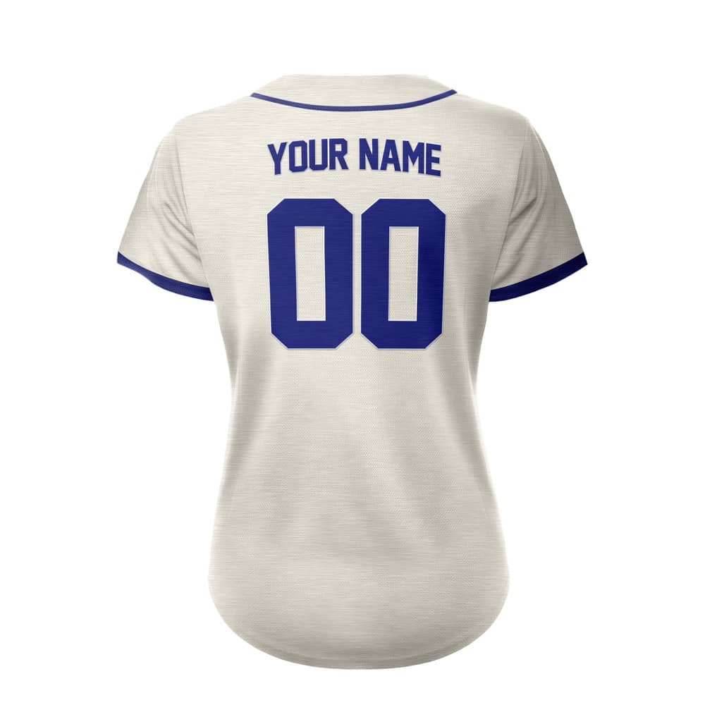 Cream Custom Classic Full Button Baseball Jersey for Women