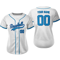 White Custom Classic Full Button Baseball Jersey for Women