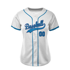 White Custom Classic Full Button Baseball Jersey for Women