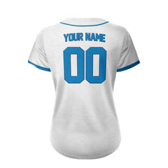 White Custom Classic Full Button Baseball Jersey for Women