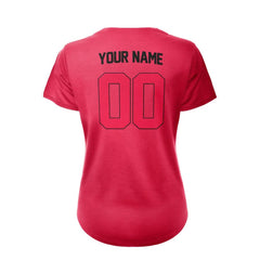 Rose Red Custom Classic Full Button Baseball Jersey for Women