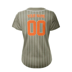 Khaki Pinstripe Custom Classic Full Button Baseball Jersey for Women