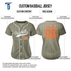 Khaki Pinstripe Custom Classic Full Button Baseball Jersey for Women