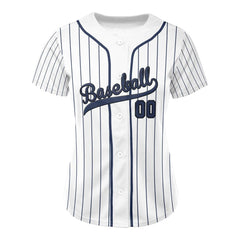 French Navy Pinstripe Custom Full Button Baseball Jersey for Women