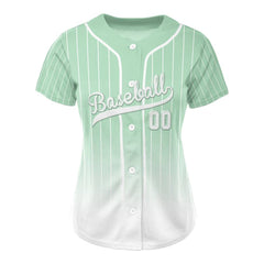 Celadon Gradient Pinstripe Custom Full Button Baseball Jersey for Women