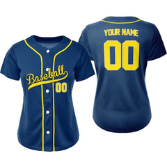 Aegean Blue Custom Classic Full Button Baseball Jersey for Women