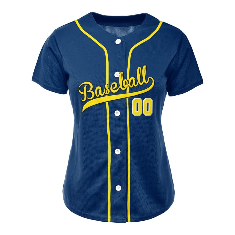 Aegean Blue Custom Classic Full Button Baseball Jersey for Women