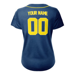 Aegean Blue Custom Classic Full Button Baseball Jersey for Women