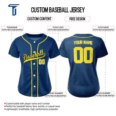 Aegean Blue Custom Classic Full Button Baseball Jersey for Women