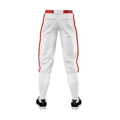 Custom White Red Side-Stripe Stretch Practice Knickers Baseball Pants