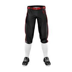 Custom Black Red Side-Stripe Stretch Practice Knickers Baseball Pants