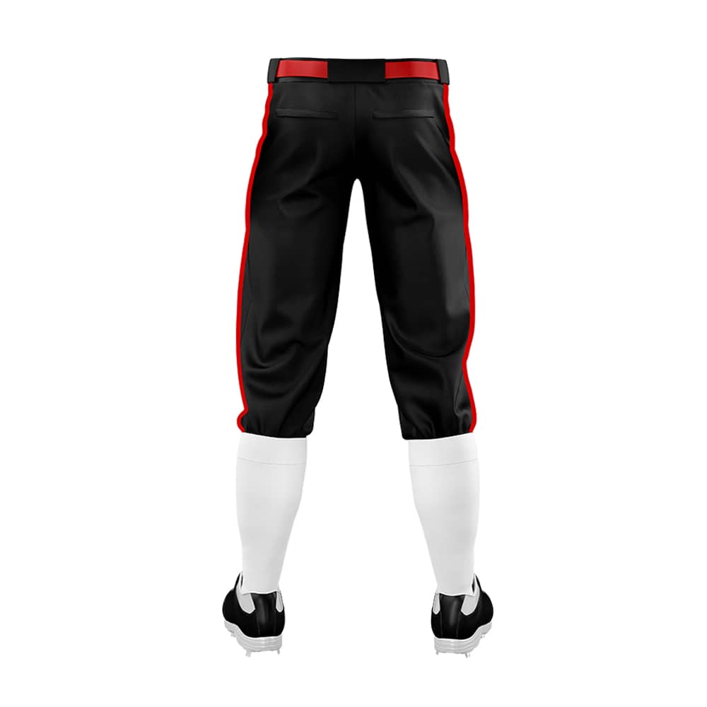 Custom Black Red Side-Stripe Stretch Practice Knickers Baseball Pants