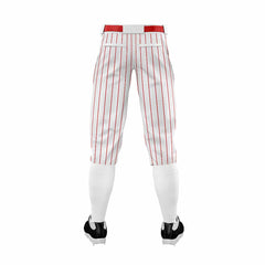 Custom White Red Pinestripe Stretch Practice Knickers Baseball Pants