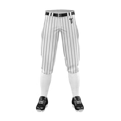 Custom White Black Pinestripe Stretch Practice Knickers Baseball Pants