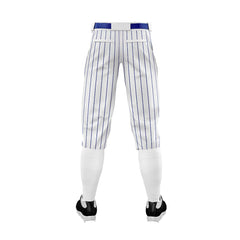 Custom White Blue Pinestripe Stretch Practice Knickers Baseball Pants