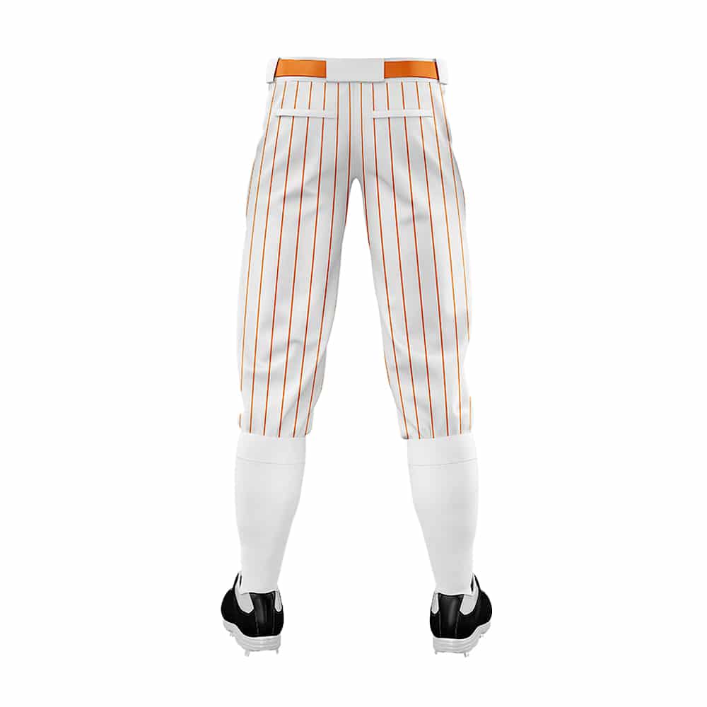Custom White Orange Pinestripe Stretch Practice Knickers Baseball Pants