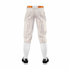 Custom White Orange Pinestripe Stretch Practice Knickers Baseball Pants