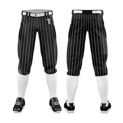 Custom Black White Pinestripe Stretch Practice Knickers Baseball Pants