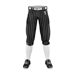 Custom Black White Pinestripe Stretch Practice Knickers Baseball Pants