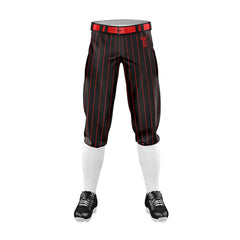 Custom Black Red Pinestripe Stretch Practice Knickers Baseball Pants