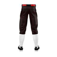 Custom Black Red Pinestripe Stretch Practice Knickers Baseball Pants