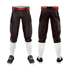 Custom Black Red Pinestripe Stretch Practice Knickers Baseball Pants
