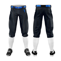 Custom Black Blue Pinestripe Stretch Practice Knickers Baseball Pants