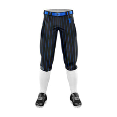 Custom Black Blue Pinestripe Stretch Practice Knickers Baseball Pants