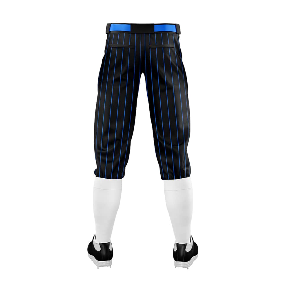 Custom Black Blue Pinestripe Stretch Practice Knickers Baseball Pants