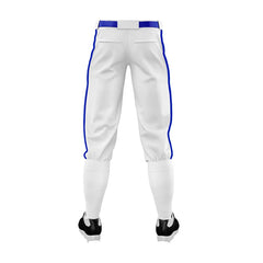 Custom White Blue Side-Stripe Stretch Practice Knickers Baseball Pants