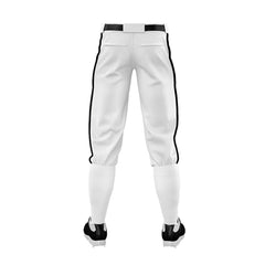 Custom White Black Side-Stripe Stretch Practice Knickers Baseball Pants