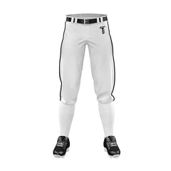 Custom White Black Side-Stripe Stretch Practice Knickers Baseball Pants