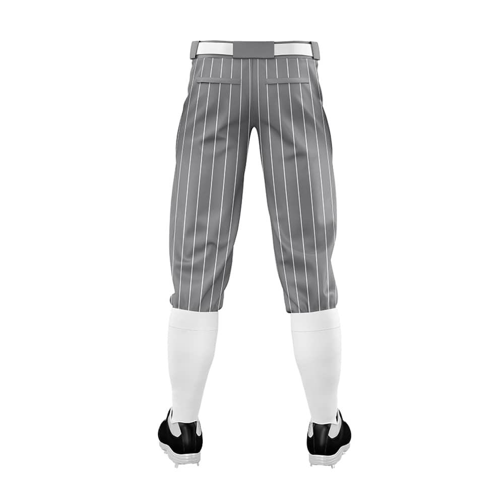 Custom Dark Grey White Side-Stripe Stretch Practice Knickers Baseball Pants