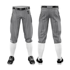 Custom Dark Grey Black Side-Stripe Stretch Practice Knickers Baseball Pants