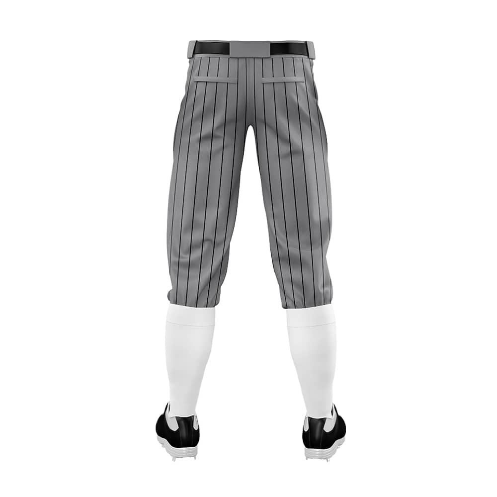 Custom Dark Grey Black Side-Stripe Stretch Practice Knickers Baseball Pants