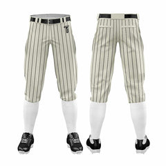 Custom Cream Black Pinestripe Stretch Practice Knickers Baseball Pants