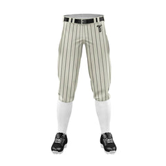 Custom Cream Black Pinestripe Stretch Practice Knickers Baseball Pants