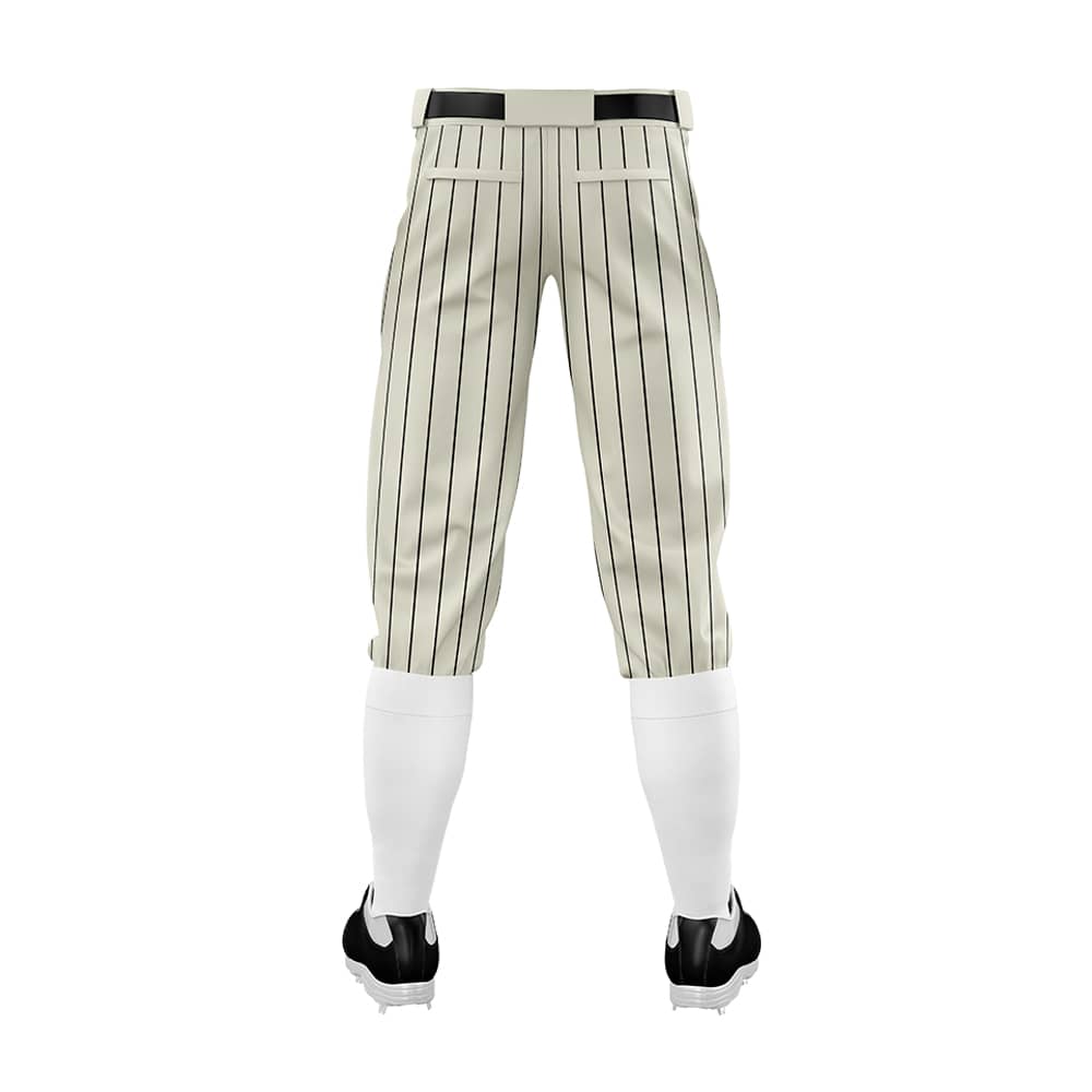 Custom Cream Black Pinestripe Stretch Practice Knickers Baseball Pants