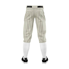 Custom Cream Black Pinestripe Stretch Practice Knickers Baseball Pants