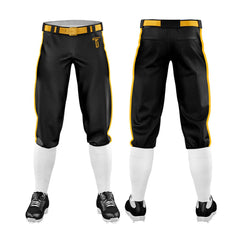 Custom Black Yellow Side-Stripe Stretch Practice Knickers Baseball Pants