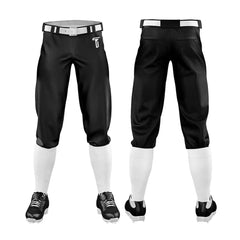 Custom Black White Side-Stripe Stretch Practice Knickers Baseball Pants