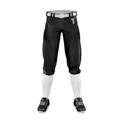 Custom Black White Side-Stripe Stretch Practice Knickers Baseball Pants