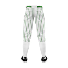 Custom White Green Pinestripe Stretch Practice Knickers Baseball Pants