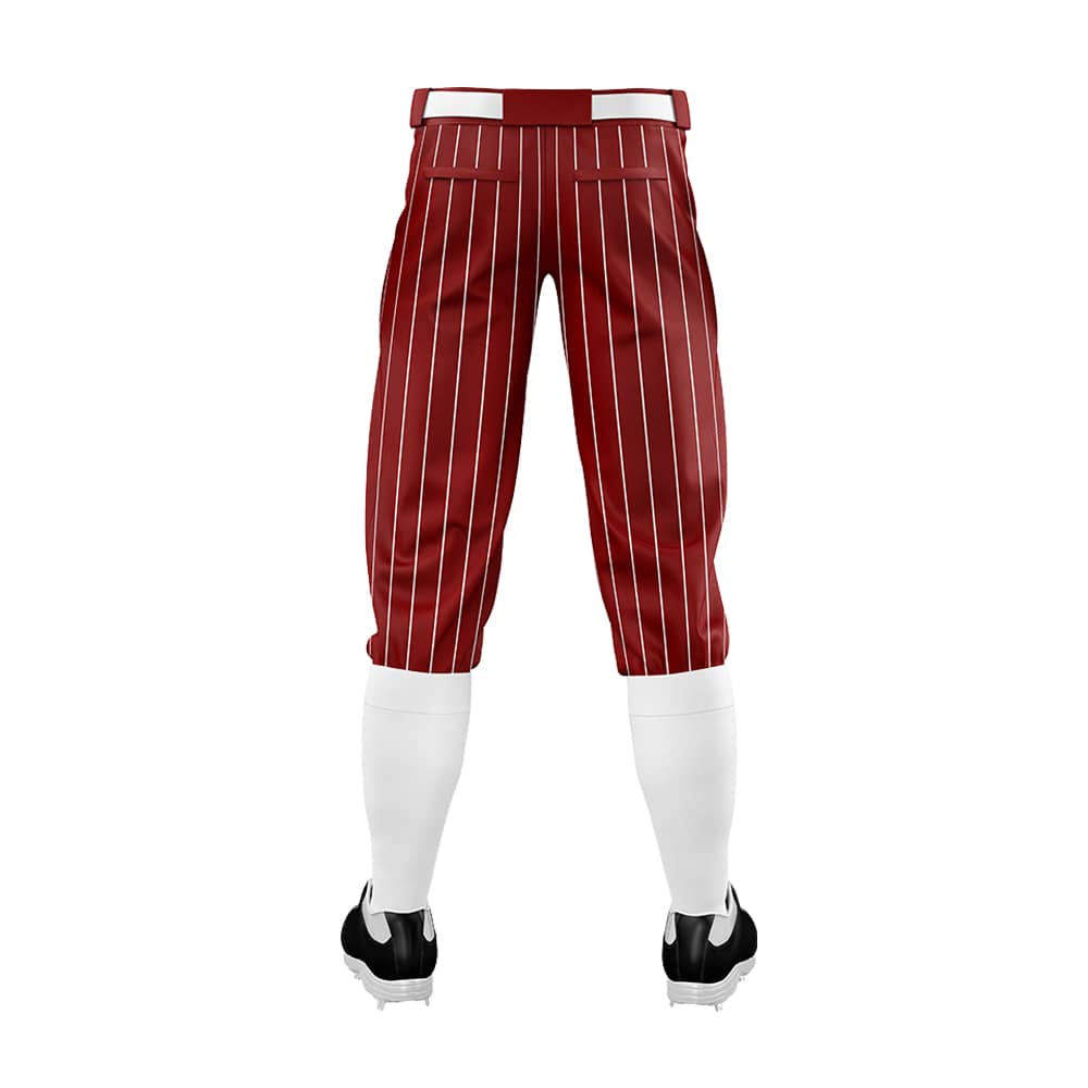 Custom Red White Pinestripe Stretch Practice Knickers Baseball Pants