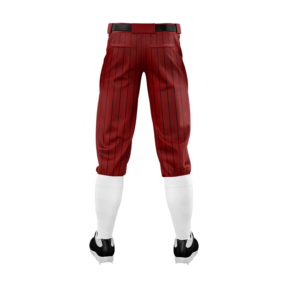 Custom Red Black Pinestripe Stretch Practice Knickers Baseball Pants