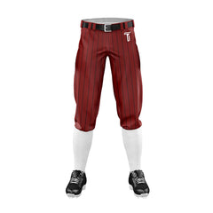 Custom Red Black Pinestripe Stretch Practice Knickers Baseball Pants