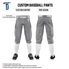 Custom Dark Grey White Side-Stripe Stretch Practice Knickers Baseball Pants