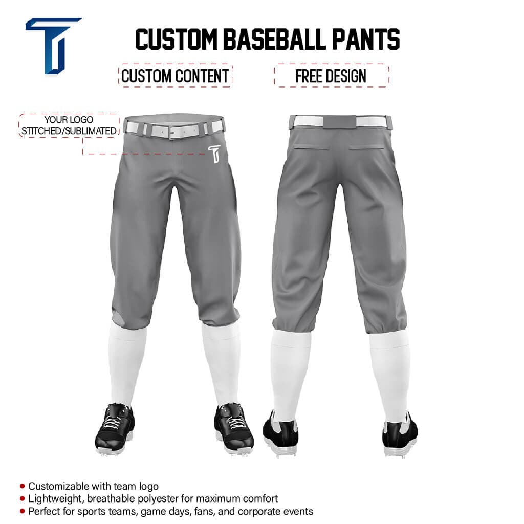 Custom Dark Grey Stretch Practice Knickers Baseball Pants