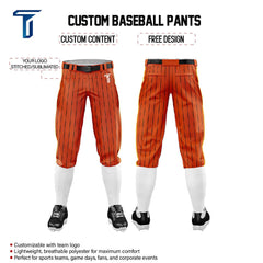 Orange Black Pinestripe Stretch Practice Knickers Baseball Pants custom content