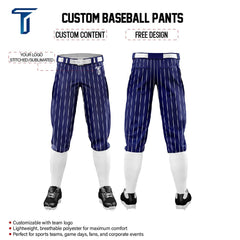Navy Blue White Pinestripe Stretch Practice Knickers Baseball Pants custom content
